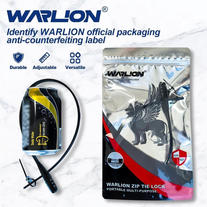 WARLION Zip Tie Lock - 3-Digit Adjustable Cable Lock, for Bike Rack, Motorcycle Helmet, Skateboard, Skis, French Door, Stroller & Cabinet - Ideal for Lightweight Security (3 Pack) - Image 4